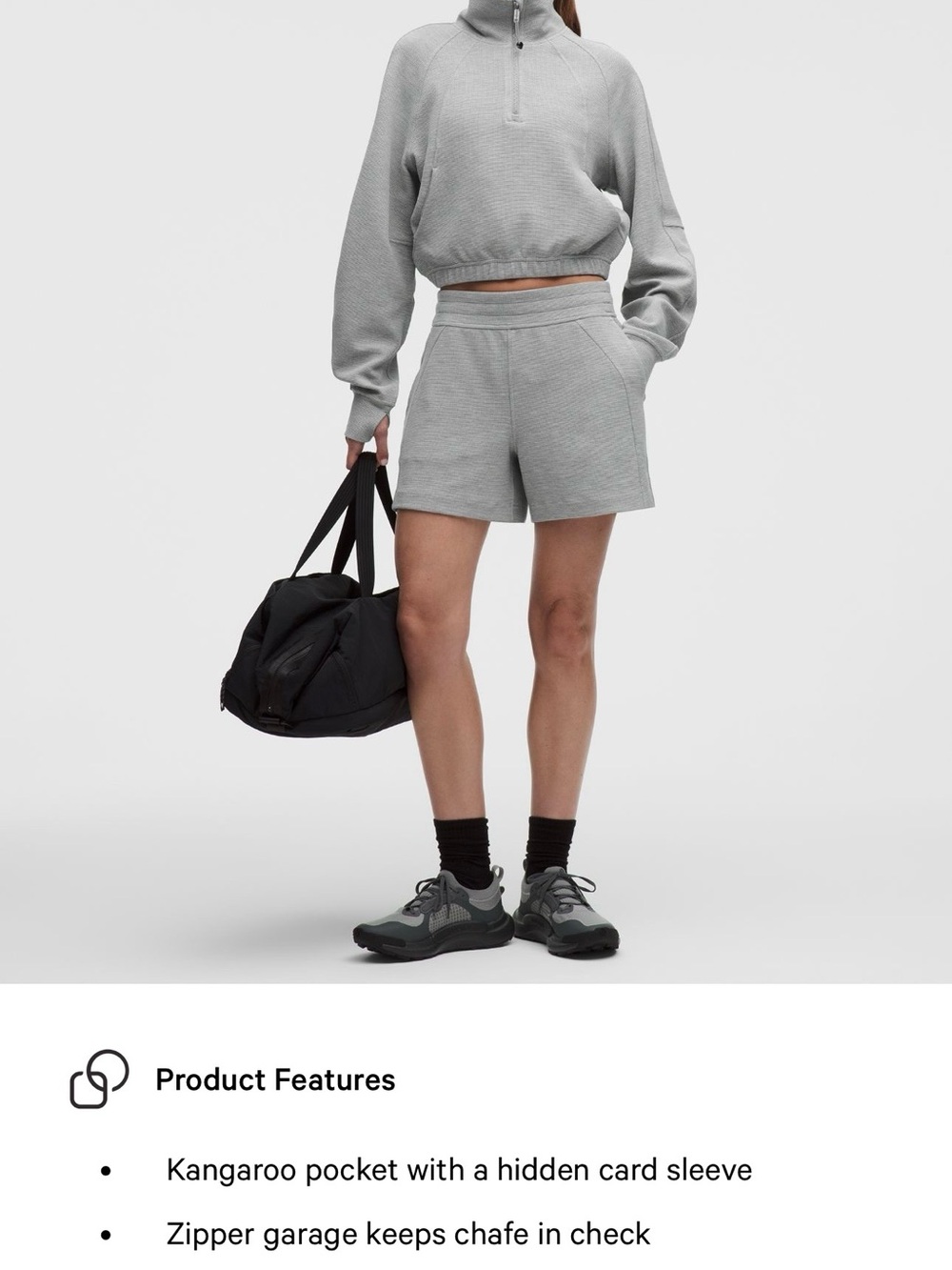 Lululemon Waffle Scuba Funnel Neck Half Zip Pullover Grey - Medium - Picture 15 of 15